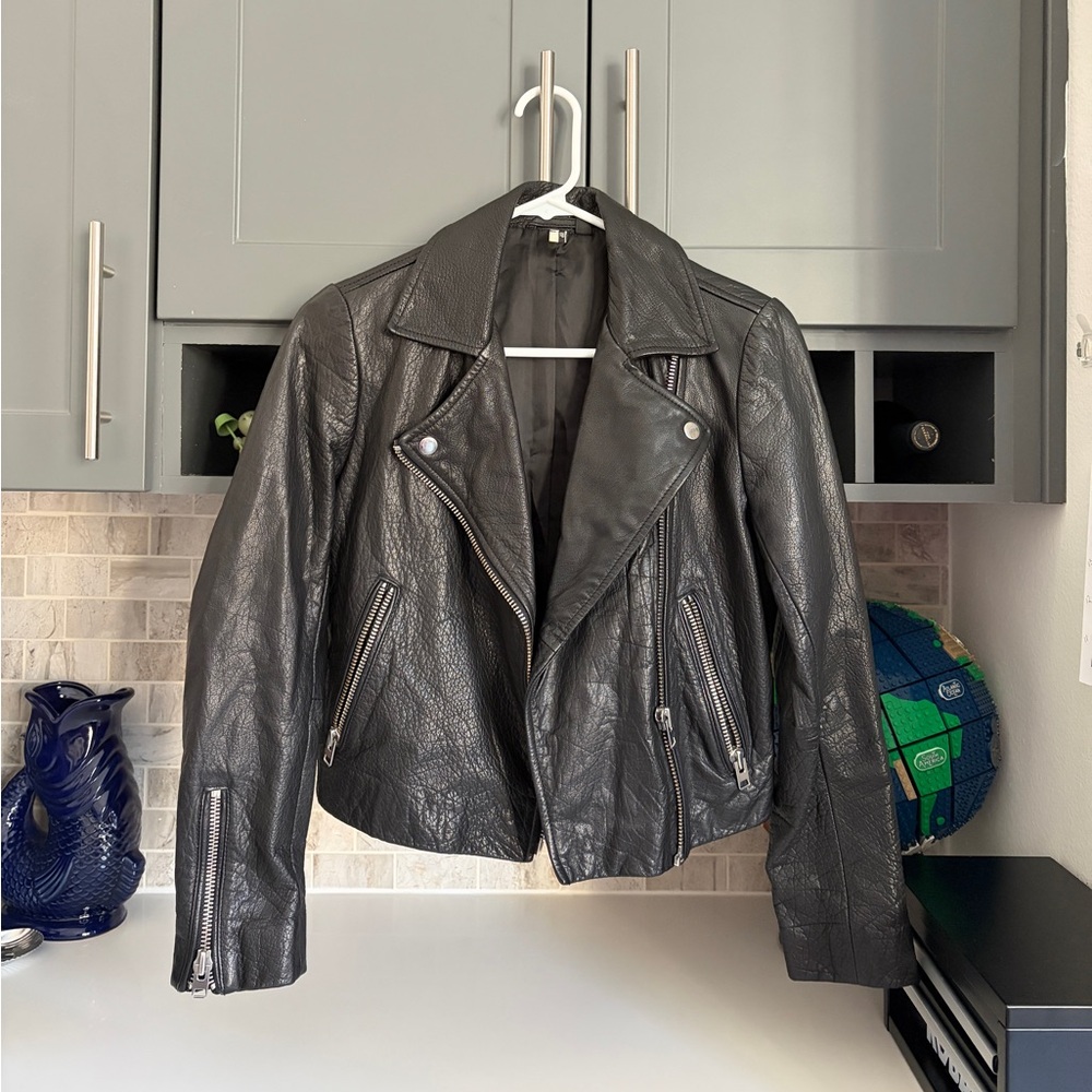 Topshop Black Leather Biker Jacket
